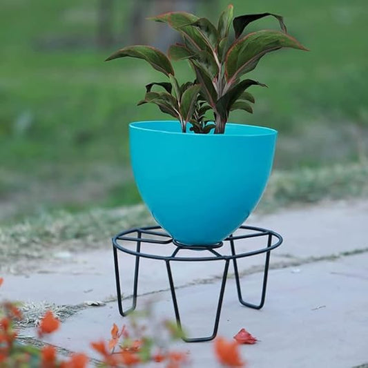 Black Metal Flower Pot/Plant Stand For Home Garden Balcony Living Room Decor (Black-Set Of 4)