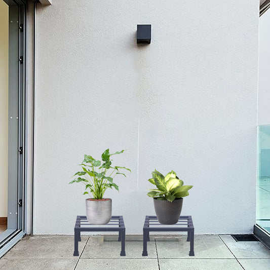 Black Premium Strong Flower Pot / Gamla Square Stand For Indoor And Outdoor Plants | Square Shape Thick And Strong Leg Set Of 4