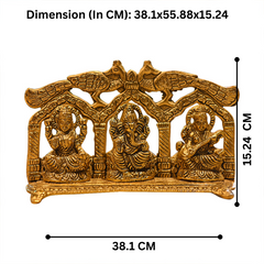 Golden Metal Double More Laxmi, Ganesh, Sraswati For Home Temple || Office Temple || Gifing
