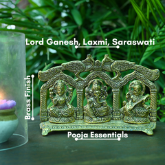 Golden Metal Double More Laxmi, Ganesh, Sraswati For Home Temple || Office Temple || Gifing