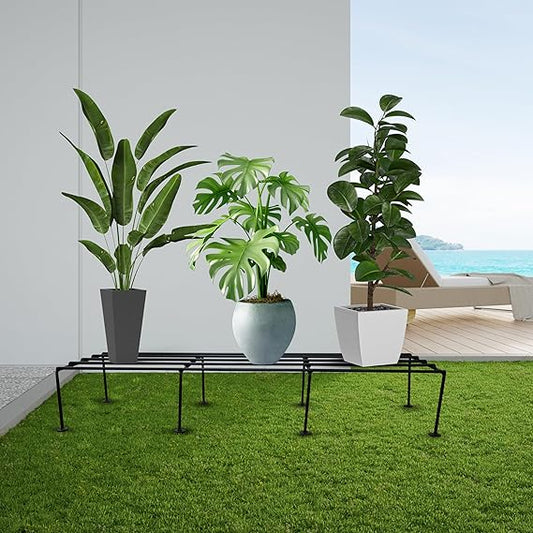 Black Heavy Metal Flower Pot/Plant Stand For Home Garden Balcony Living Room Decor 24 Inches (Black-Set Of 4)