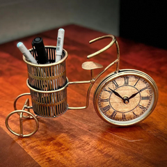Antique Pen Holder With Clock