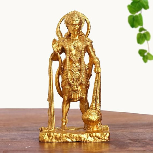 Standing Hanuman Golden Matte Finish Decorative Idol