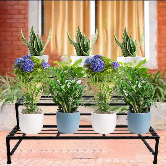 Black 3 Step Stand For Multiple Plants And Pots Stand, Indoor Shelf Holder Rack, Gardening Stand,Indoor Outdoor (Black)