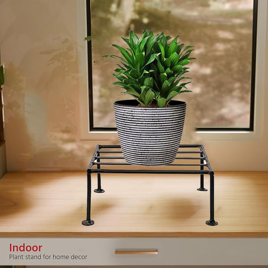 Black Classic Strong Flower Pot / Gamla Square Stand For Indoor And Outdoor Plants For Garden, Balcony, Black - Set Of 4