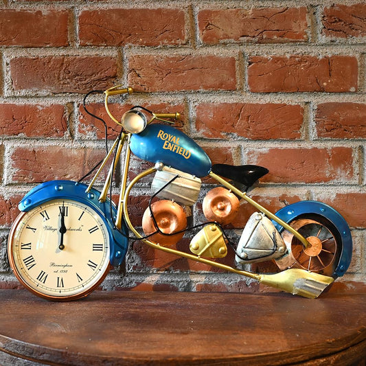 Blue Bike Wall Clock For Home Decoration