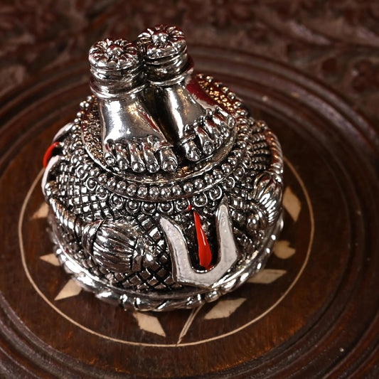 Silver Polyresin Hanuman Charan Paduka Idol For Home Temple || Office Temple || Gifing
