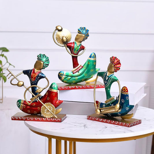 Golden Metal Nagpuri Musician For Table Top Decor Decorative Showpiece