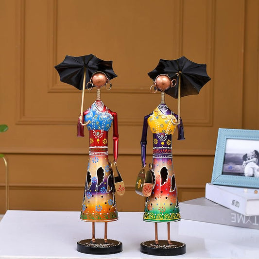 Metal Umbrella Dolls For Table Top Decor Decorative Showpiece For Home|Office|Gift Item