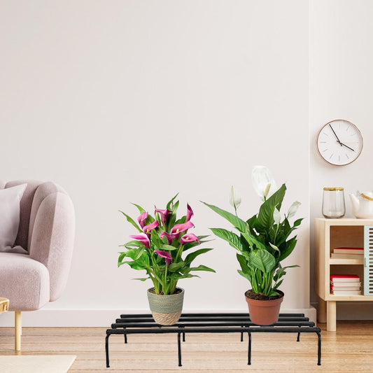 Black Heavy Metal Flower Pot/Plant Stand For Home Garden Balcony Living Room Decor 24 Inches (Black-Set Of 4)