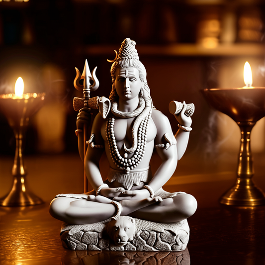 White Shiva Matte Finish Decorative Idol