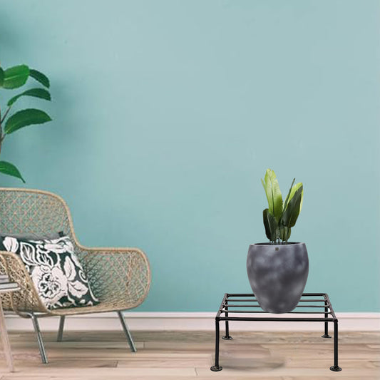 Black Classic Strong Flower Pot / Gamla Square Stand For Indoor And Outdoor Plants For Garden, Balcony, Black - Set Of 2