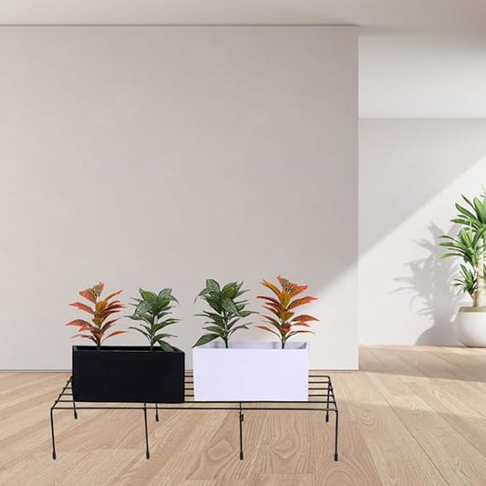 Black Anti Rust Metal Plant Stand With Bottom Rubber For Balcony Garden, Set Of 2 Pot Stand, Indoor & Outdoor Pot Stand (2Ft-Black)