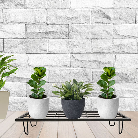 Black Heavy Metal Flower Pot/Plant Stand For Home Garden Balcony Living Room Decor 24 Inches (Black-Set Of 2)