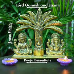 Golden Metal Laxmi Ganesh With Khajur Tree Design For Home Temple || Office Temple || Gifing || Diwali Pooja ||