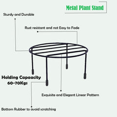 Black  Anti Rust Metal Plant Stand With Bottom Rubber For Balcony Garden, Set Of 4 Pot Stand, Indoor & Outdoor Pot Stand (Black)
