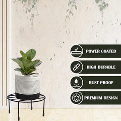 Black  Anti Rust Metal Plant Stand With Bottom Rubber For Balcony Garden, Set Of 4 Pot Stand, Indoor & Outdoor Pot Stand (Black)