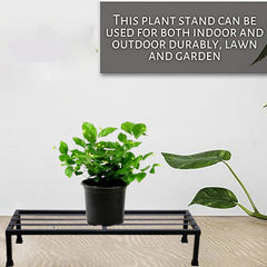 Pack Of 2 Black  Matt Black 24 Inches Rectangular Shape Metal Plant Stand, Indoor/Outdoor-Flower Pot Stand Free Standing