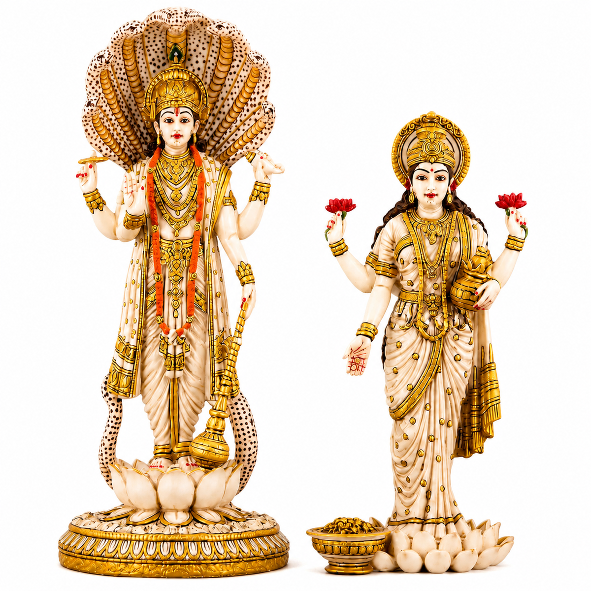 Lakshmi Narayan Statue Set | Vishnu Lakshmi Idols for Wealth, Prosperity, Protection