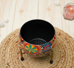 Multicolour Decorative Pot With Stand For Indoor Plants