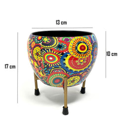 Multicolour Decorative Pot With Stand For Indoor Plants