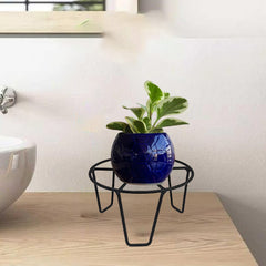 Black Metal Flower Pot/Plant Stand  For Home Garden Balcony Living Room  Decor (Black-Set Of 2)