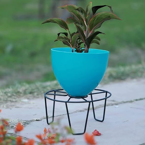 Black Metal Flower Pot/Plant Stand  For Home Garden Balcony Living Room  Decor (Black-Set Of 2)