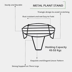 Black Metal Flower Pot/Plant Stand  For Home Garden Balcony Living Room Decor (Black-Set Of 4)