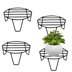 Black Metal Flower Pot/Plant Stand  For Home Garden Balcony Living Room Decor (Black-Set Of 4)