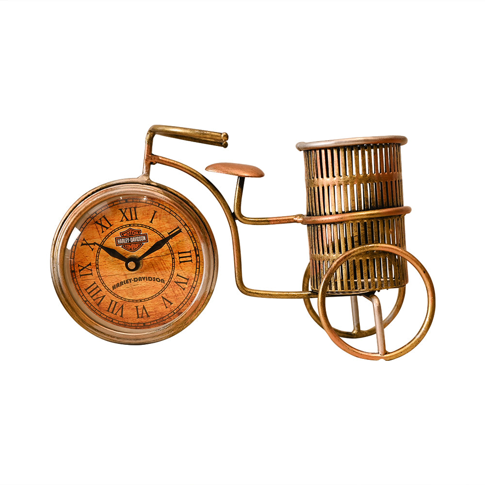 Antique Pen Holder With Clock