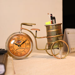 Antique Pen Holder With Clock