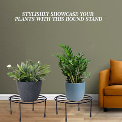 Set Of 2 Black  Anti Rust Metal Plant Stand With Bottom Rubber For Balcony Garden,  Pot Stand, Indoor & Outdoor Pot Stand (Black)