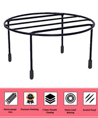 Set Of 2 Black  Anti Rust Metal Plant Stand With Bottom Rubber For Balcony Garden,  Pot Stand, Indoor & Outdoor Pot Stand (Black)