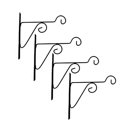 Set Of 4 Black Metal Wall Brackets For Indoor/Outdoor Planters