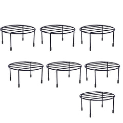 Black  Anti Rust Metal Plant Stand With Bottom Rubber For Balcony Garden, Set Of 7 Pot Stand, Indoor & Outdoor Pot Stand (Black)