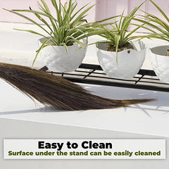 Black Heavy Metal Flower Pot/Plant Stand  For Home Garden Balcony Living Room  Decor 24 Inches (Black-)