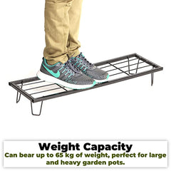 Black Heavy Metal Flower Pot/Plant Stand  For Home Garden Balcony Living Room  Decor 24 Inches (Black-)