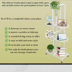 White Metal 7-Tier Stand For Indoor/Outdoor Plants | Organizer Display Ideal For Garden Balcony | Holder Shelves  Rack Storage