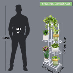 White Metal 7-Tier Stand For Indoor/Outdoor Plants | Organizer Display Ideal For Garden Balcony | Holder Shelves  Rack Storage