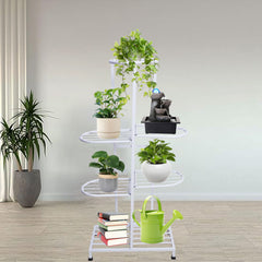 White Metal 7-Tier Stand For Indoor/Outdoor Plants | Organizer Display Ideal For Garden Balcony | Holder Shelves  Rack Storage