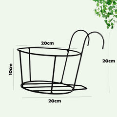 Black Hanging Flower Pot Railing Hanger Heavy Duty Durable Outdoor, Balcony, Terrace Railing Basket Black(Set Of 8)
