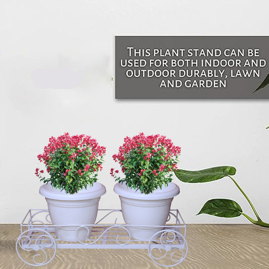 White  Creative Metal Rectangular Plant Stands With Moving Wheels For Indoor And Outdoor