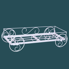 White  Creative Metal Rectangular Plant Stands With Moving Wheels For Indoor And Outdoor