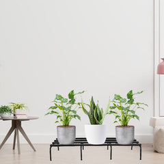 Black  Heavy Metal Flower Pot/Plant Stand  For Home Garden Balcony Living Room  Decor 24 Inches (Black-Set Of 2)