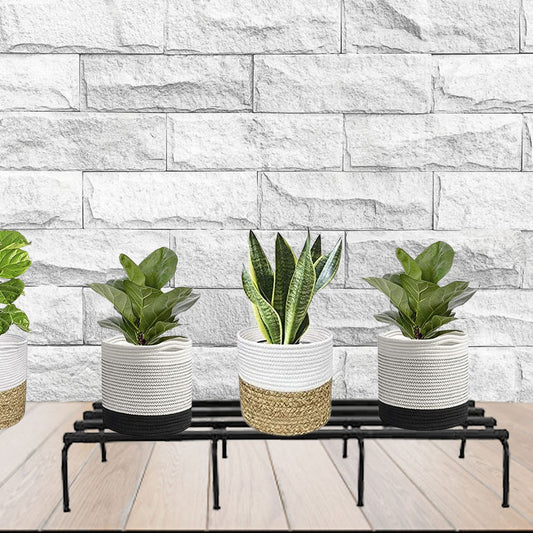 Black  Heavy Metal Flower Pot/Plant Stand  For Home Garden Balcony Living Room  Decor 24 Inches (Black-Set Of 2)