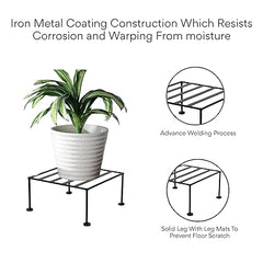 Black  Classic Strong Flower Pot /  Gamla Square Stand For Indoor And Outdoor Plants  For Garden, Balcony, Black - Set Of 4