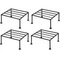 Black  Classic Strong Flower Pot /  Gamla Square Stand For Indoor And Outdoor Plants  For Garden, Balcony, Black - Set Of 4