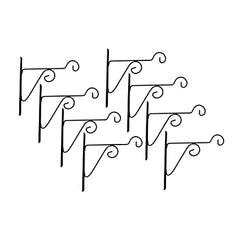 Set Of 8 Black Metal Wall Brackets For Indoor/Outdoor Planters | Ideal For Metal Hanging Hooks Holder