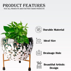 Green Decorative Pot With Stand For Indoor Plants Rust Free Metal Plant Pot