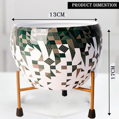 Green Decorative Pot With Stand For Indoor Plants Rust Free Metal Plant Pot